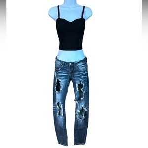 Y2K Machine Distressed Medium Wash Jeans Size 1/26